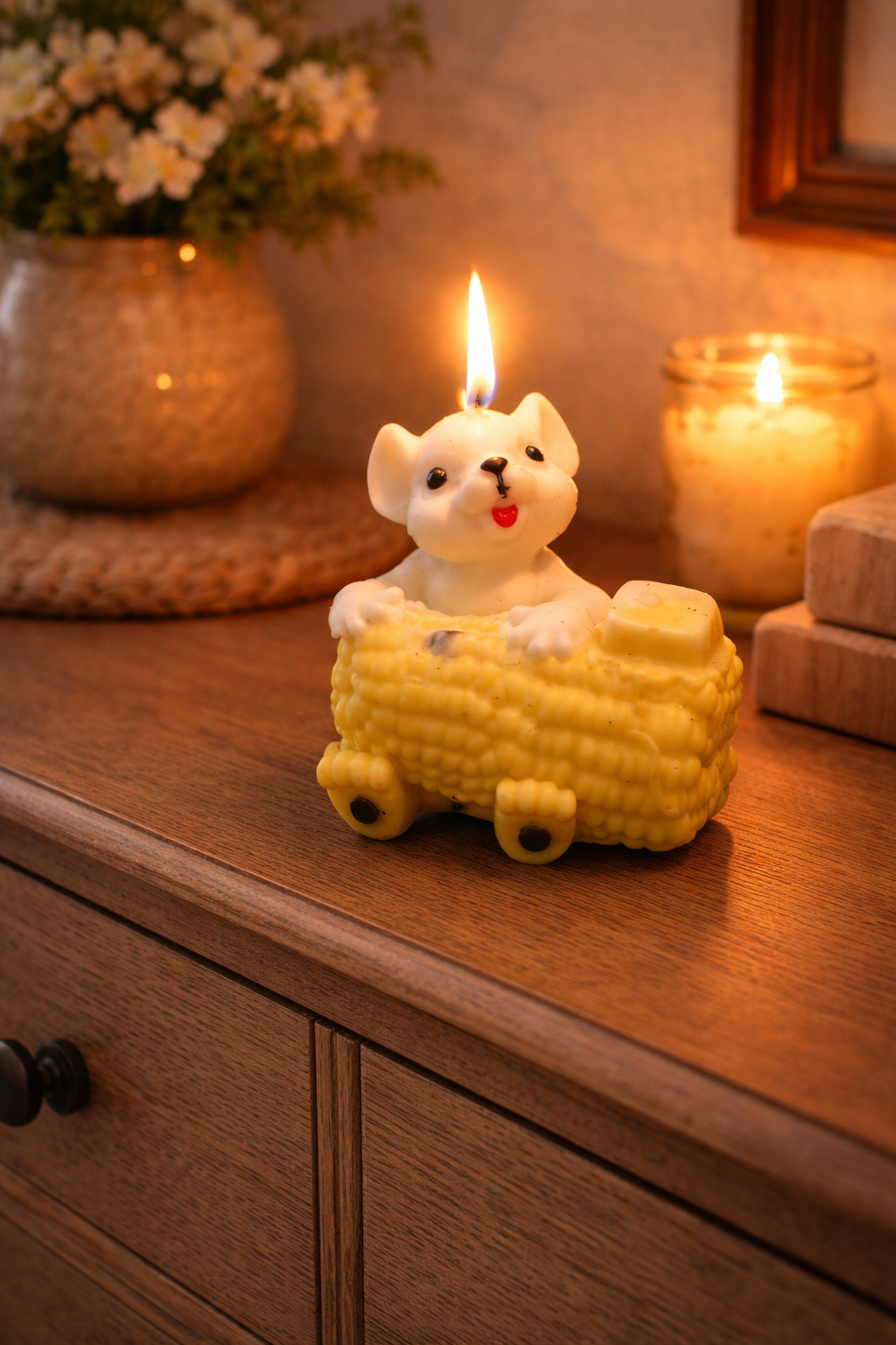 Kerze Maus Maiskolben