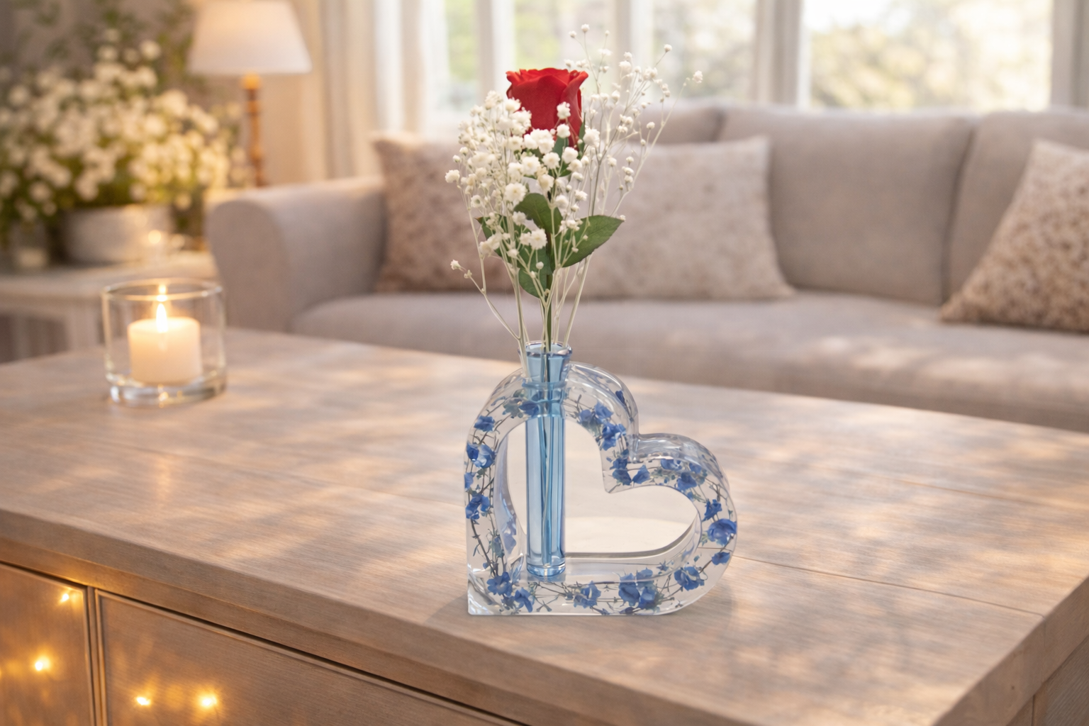 Epoxidharz Herz mit Rose