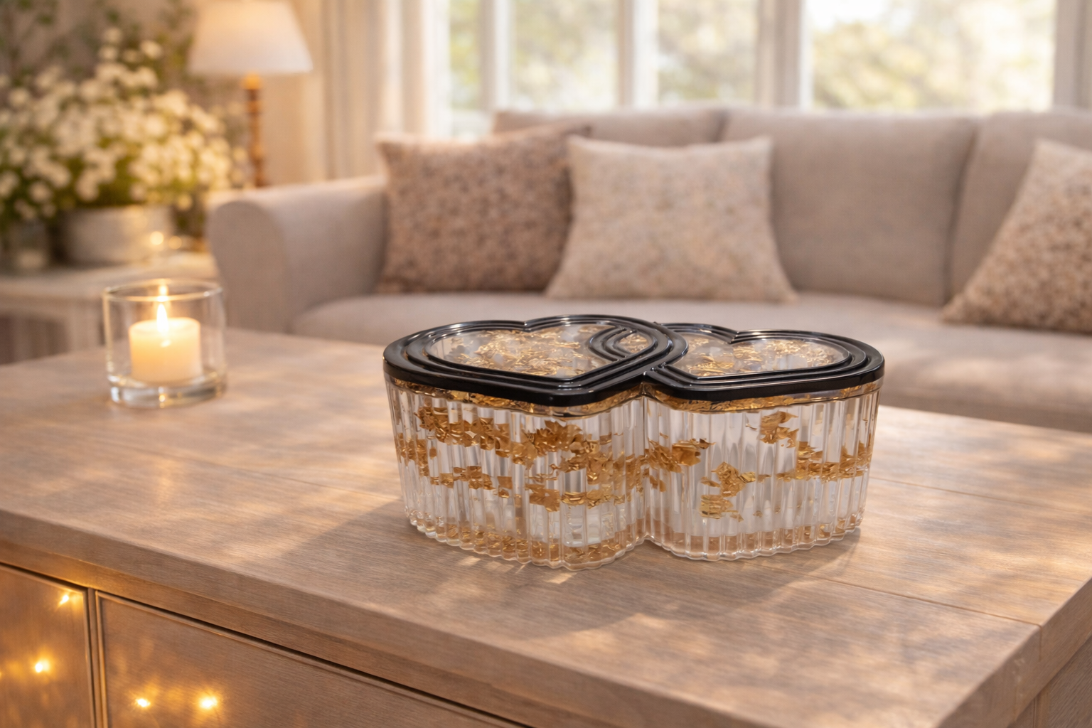 Epoxidharz Herzdose Herz Dose Schatulle mit Deckel