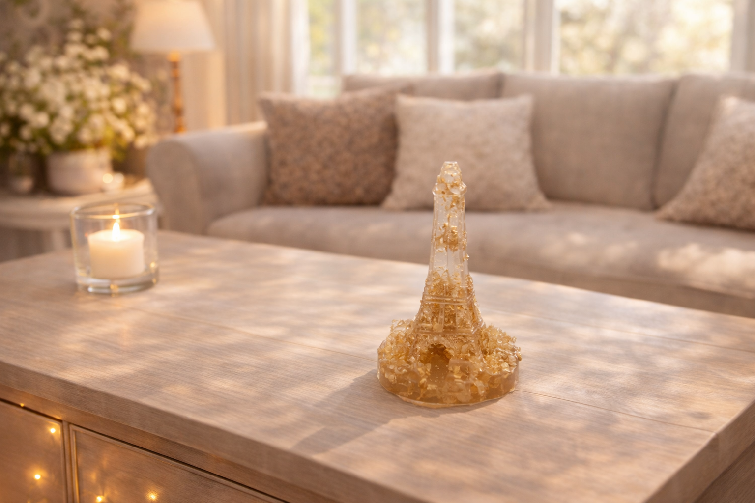 Epoxidharz Eiffelturm mit Blattgold