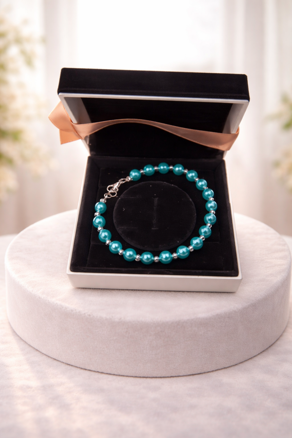 Armband Petrol Silber