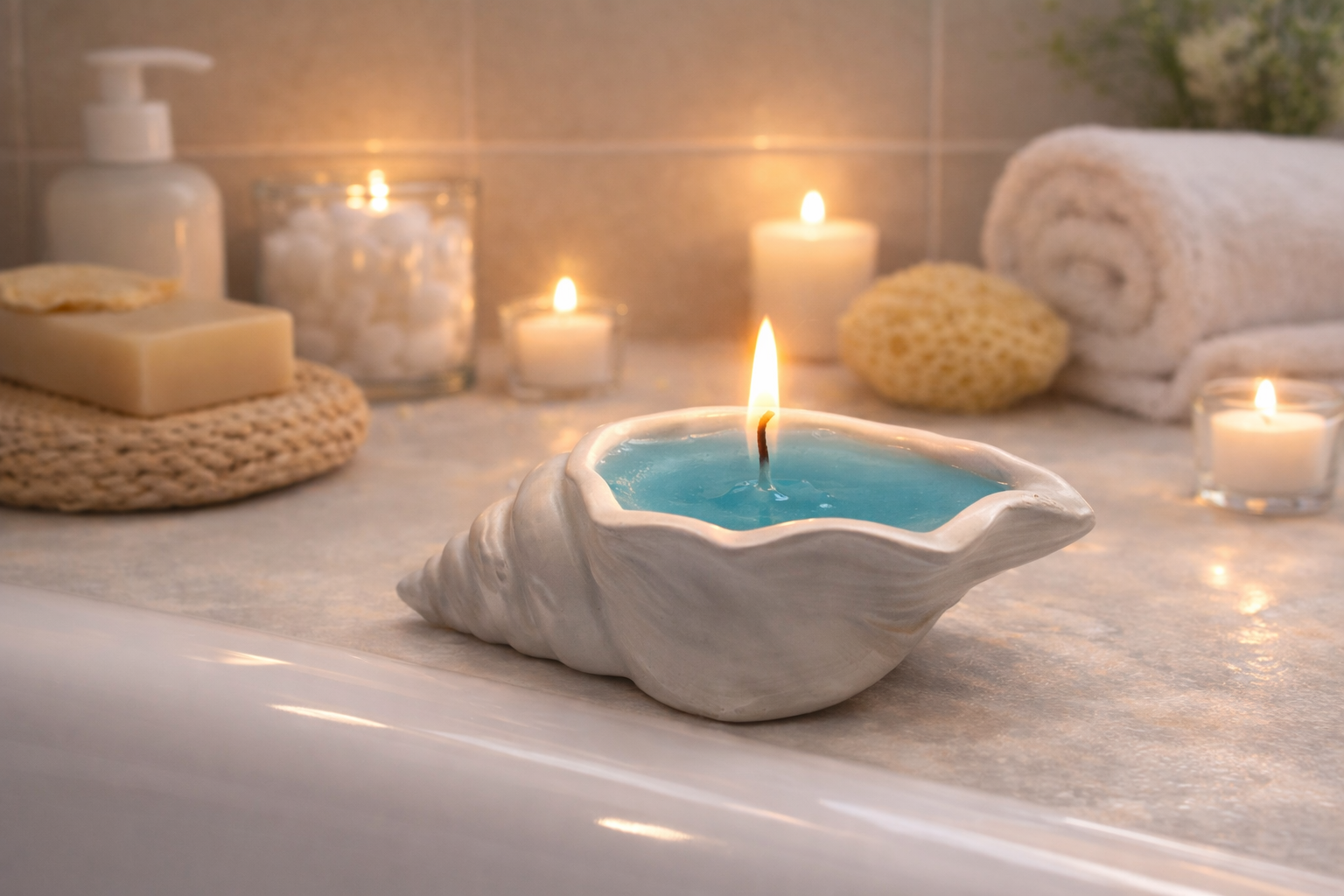 Kerze Muschel aus Gips