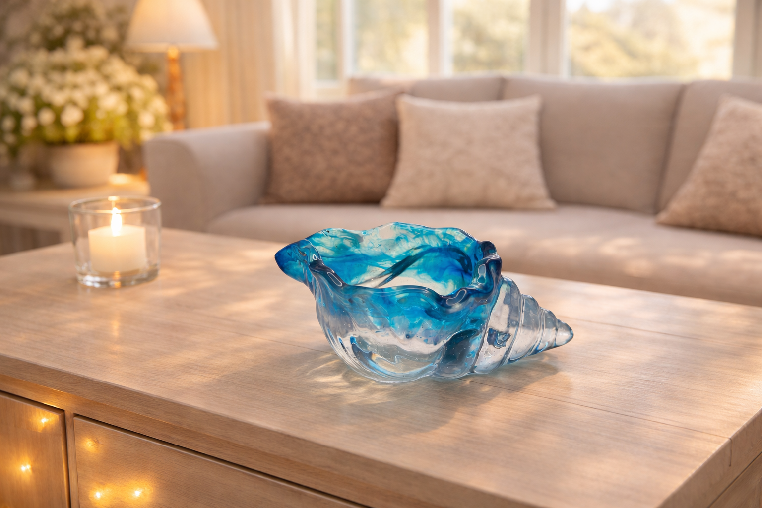 Epoxidharz Muschel blau