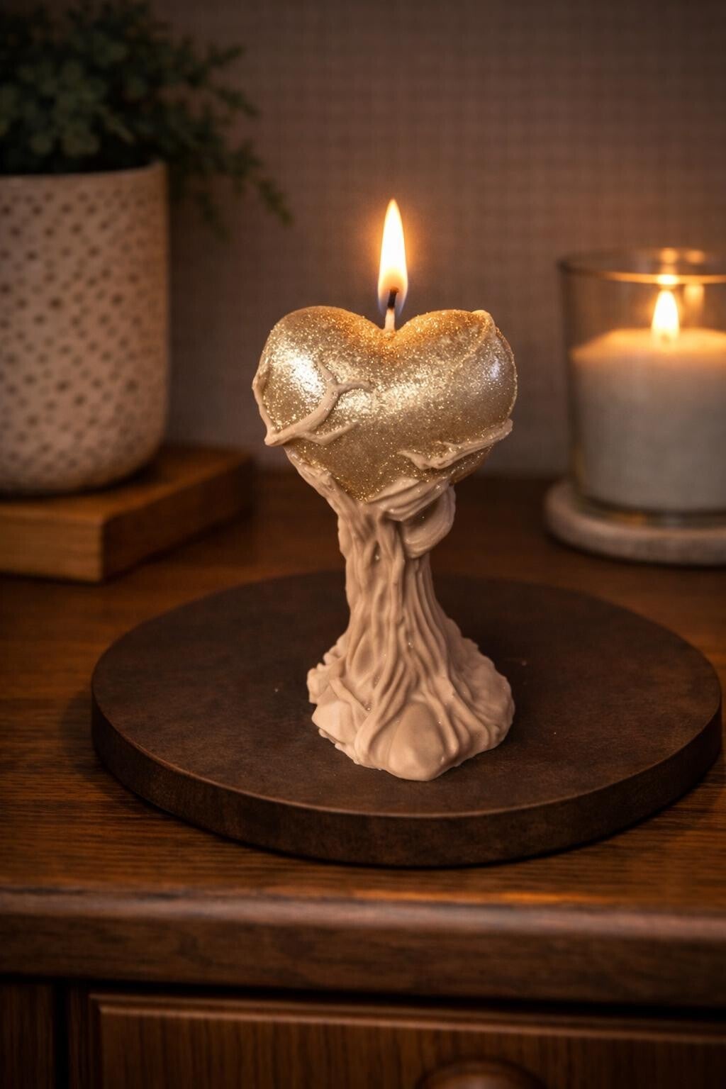 Kerze Herz im Baum Liebe