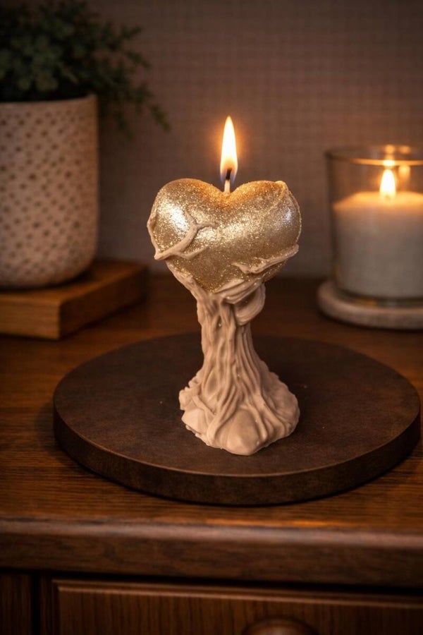 Kerze Herz im Baum Liebe