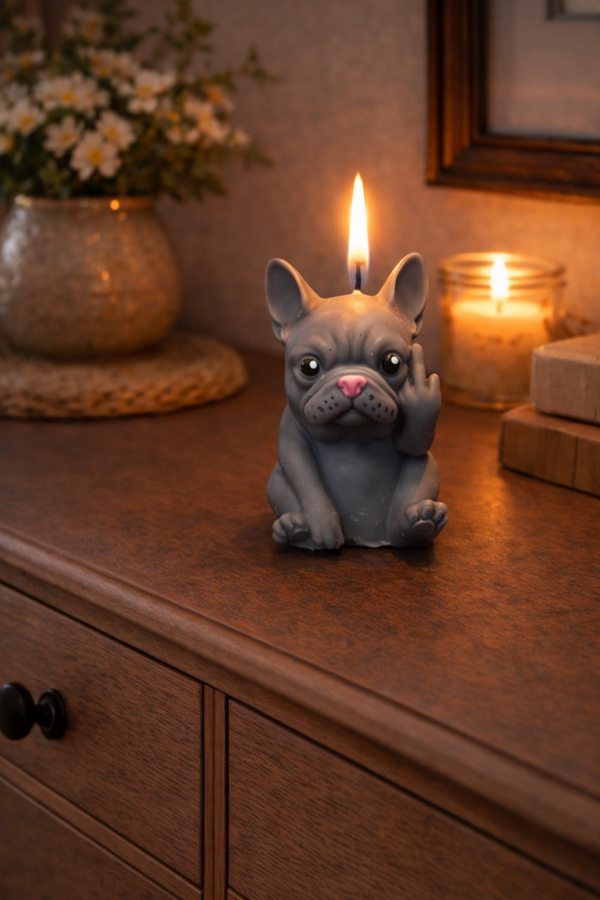 Bulldogge mit Mittelfinger Hund