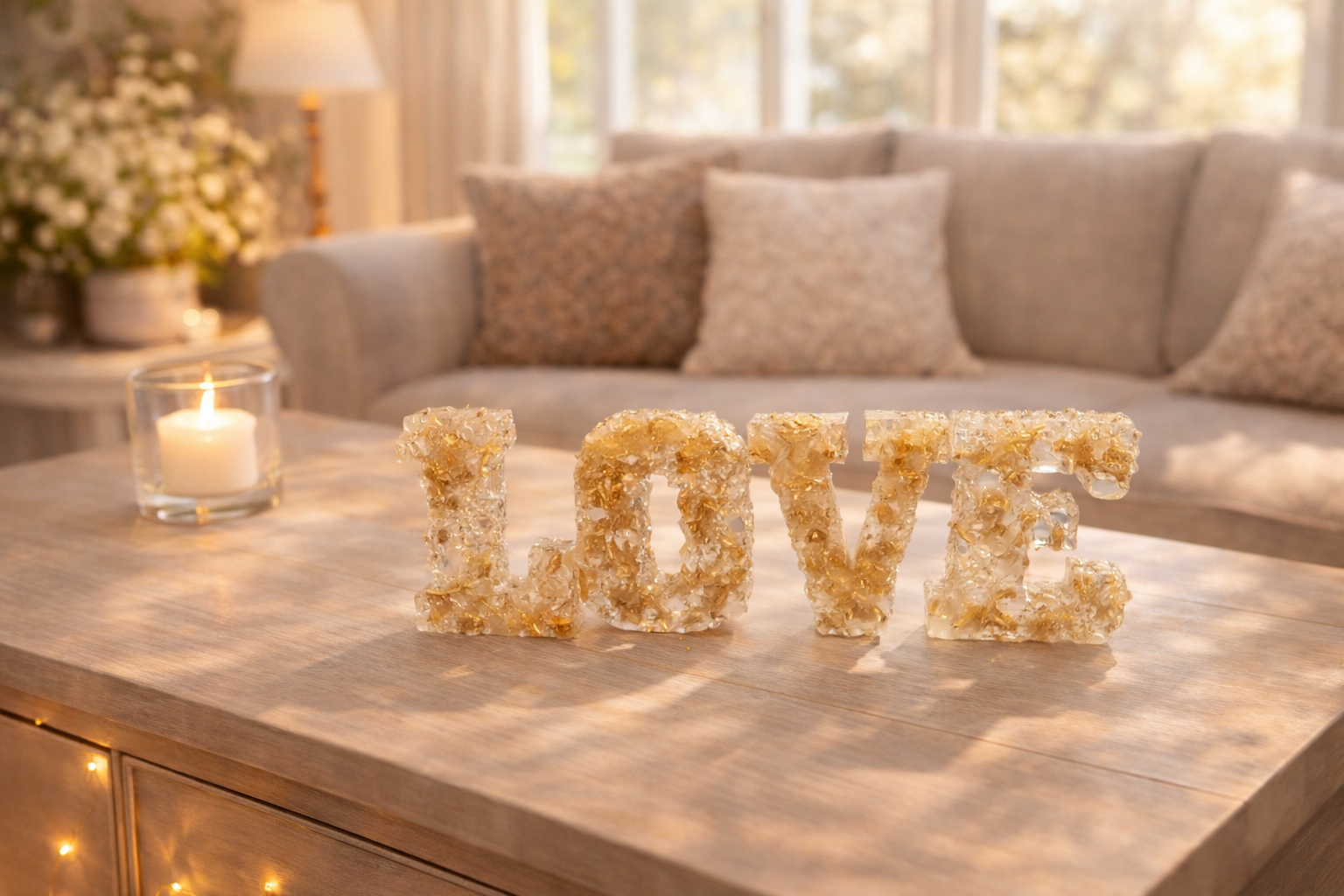 Epoxidharz Love mit Blattgold