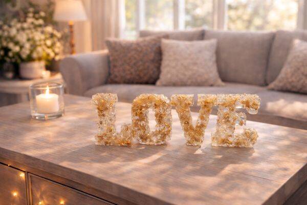 Epoxidharz Love mit Blattgold