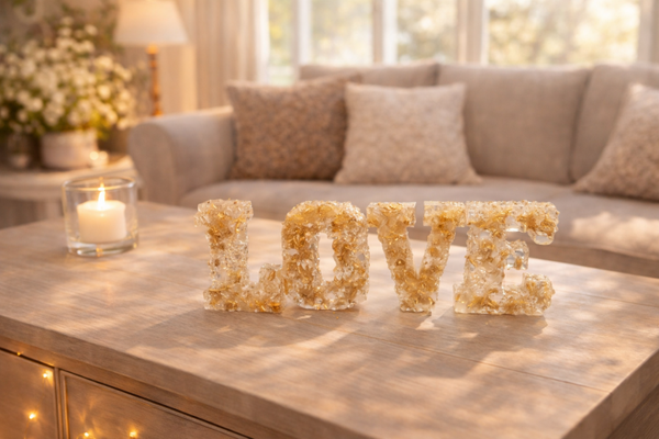 Epoxidharz Love mit Blattgold