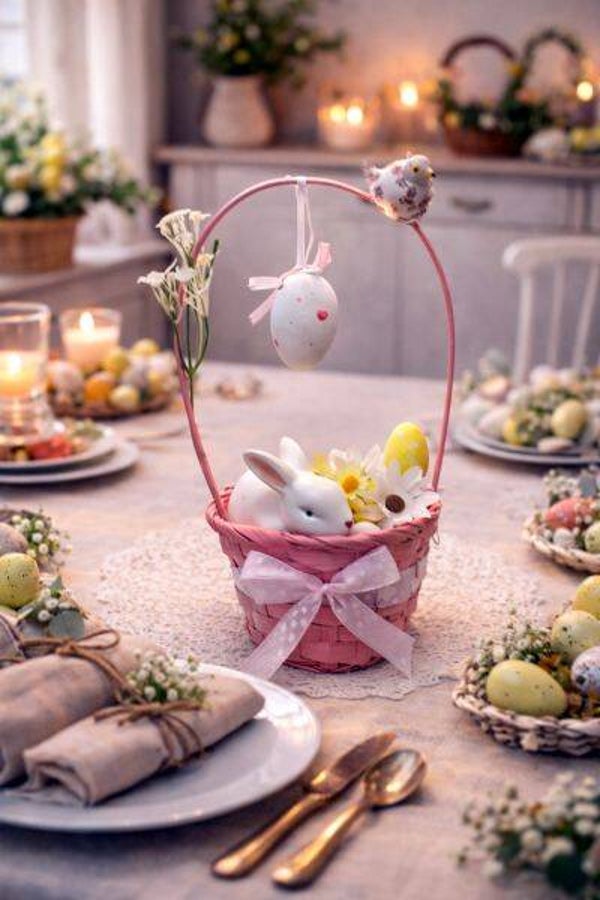 Gesteck Ostern Hase im Korb