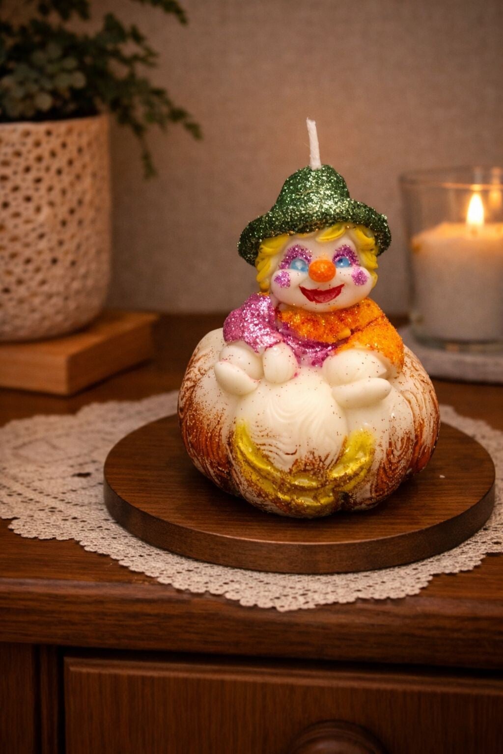 Kerze Kürbis mit Clown