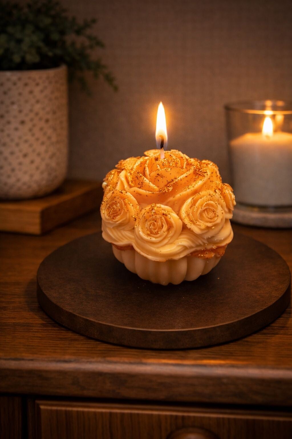 Kerze Blumentopf Blume