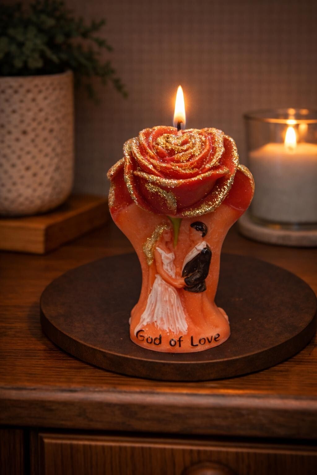 Kerze Liebespaar Rose Liebe