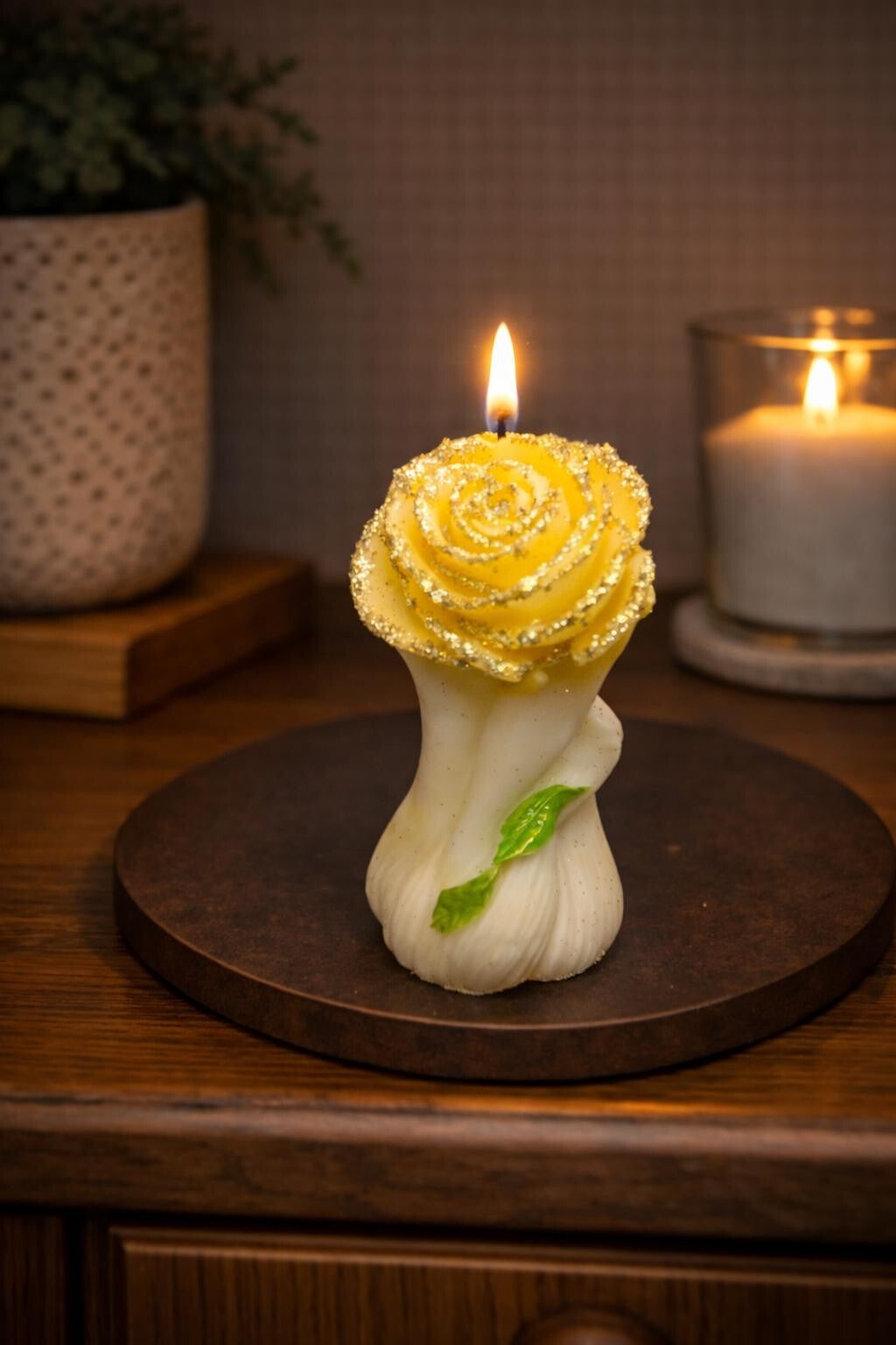 Kerze Rose Hand Blume Liebe