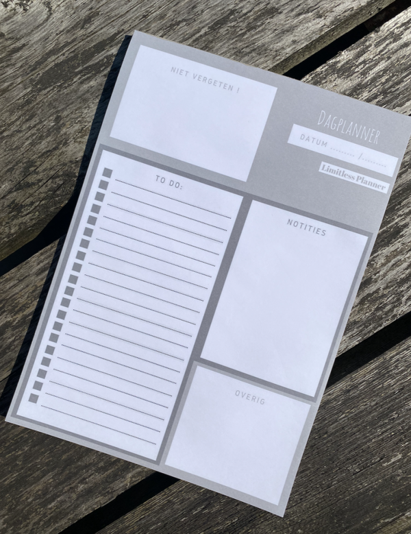 Afscheurbare Dagplanner grijs