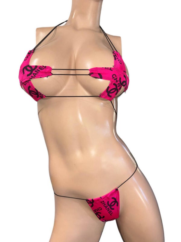 Exotic Dancer hot Pink Print bikini