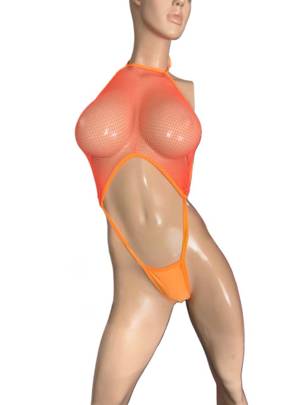 Exotic Dancer Neon Orange Bodysuit