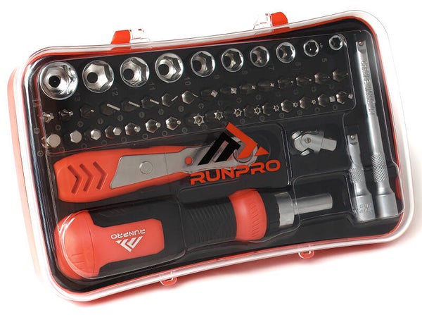 RUNPRO, petit coffret transparent outil multifonctions de 47 pièces