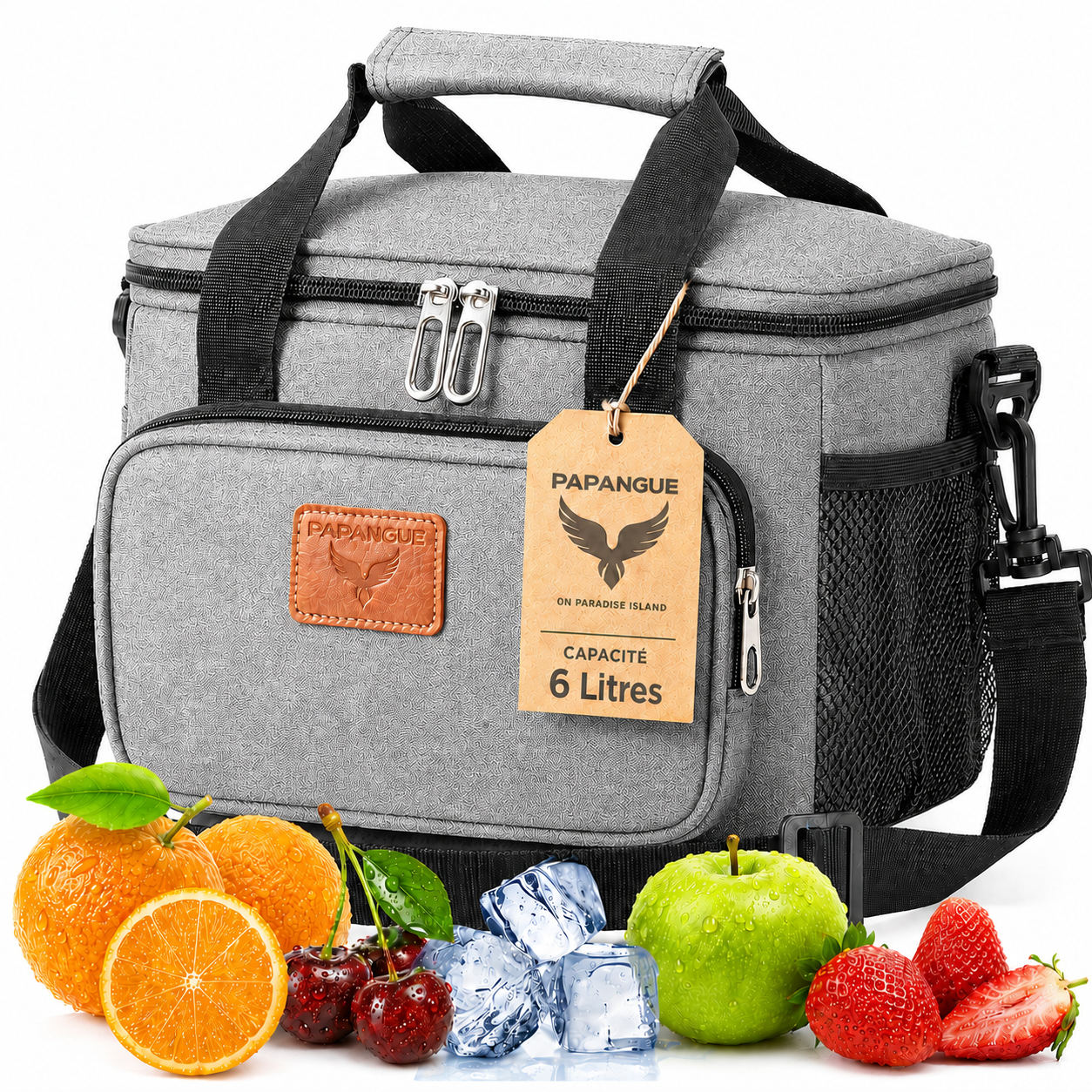 sac isotherme souple 6 litres PAPANGUE couleur gris