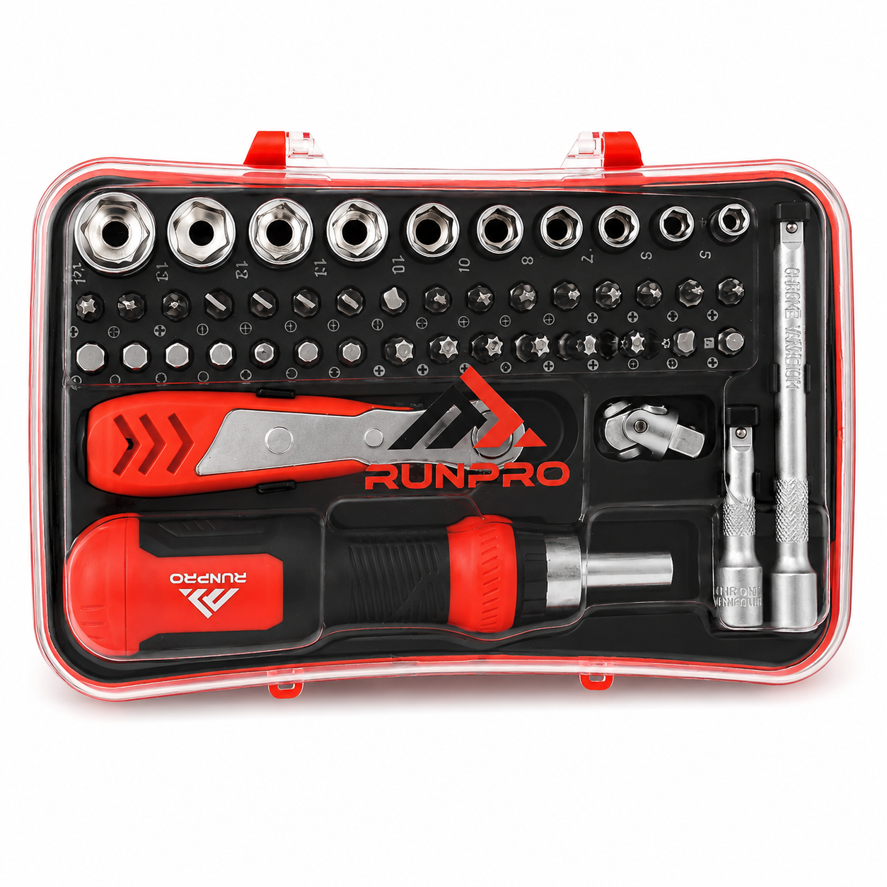 RUNPRO, petit coffret transparent outil multifonctions de 47 pièces