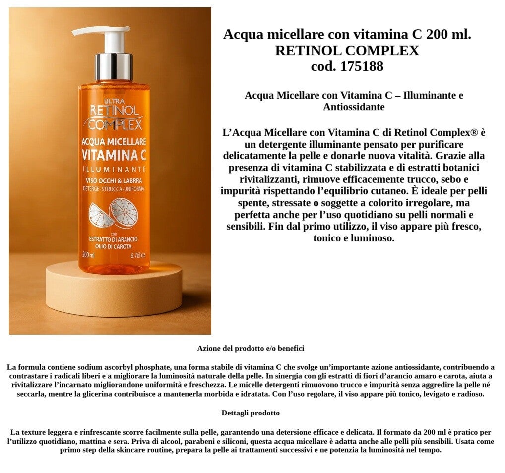 acqua micellare con vitamina C Retinol Complex