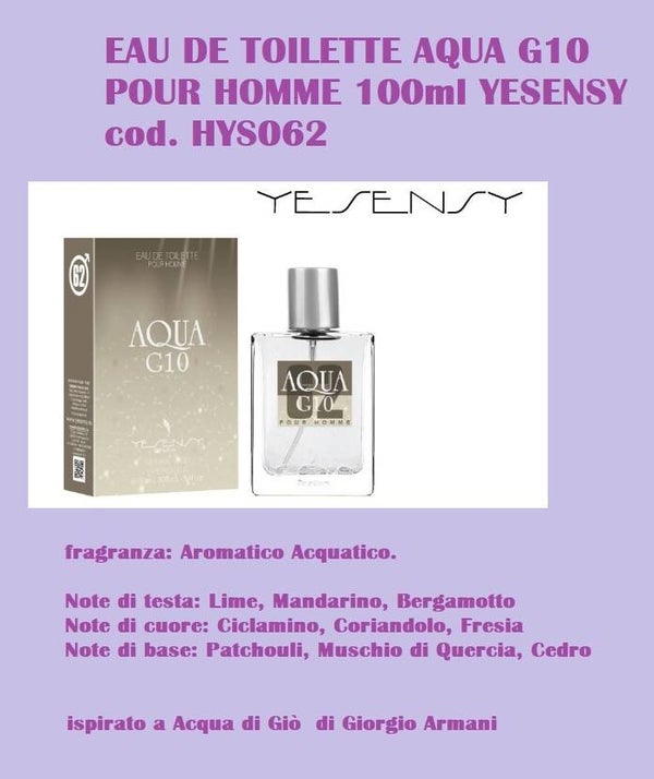 eau de toilette agua G10 Yesensy