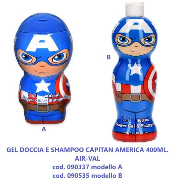 Gel doccia e shampoo Captan America 400ml Air-Val