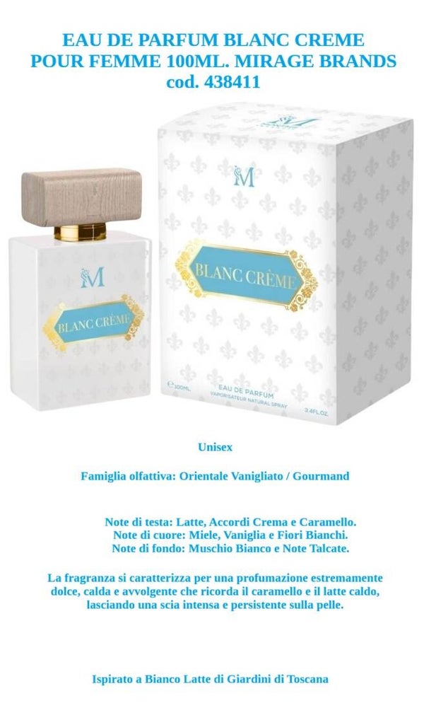 eau de parfum blanc creme Mirage Brands