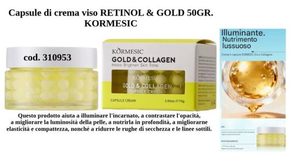 capsule di crema viso al retinolo gold Kormesic