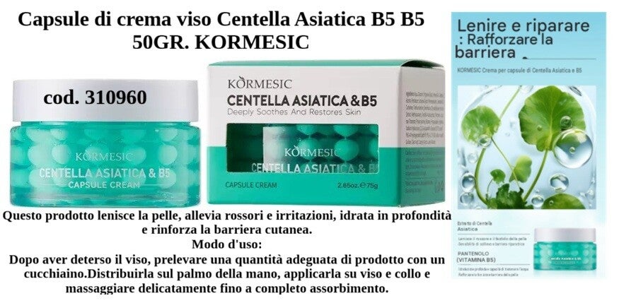 capsule si crema viso alla centella asiatica B5 Kormesic