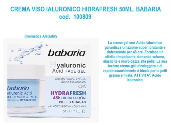 crema viso ialuronico hidrafresh Babaria