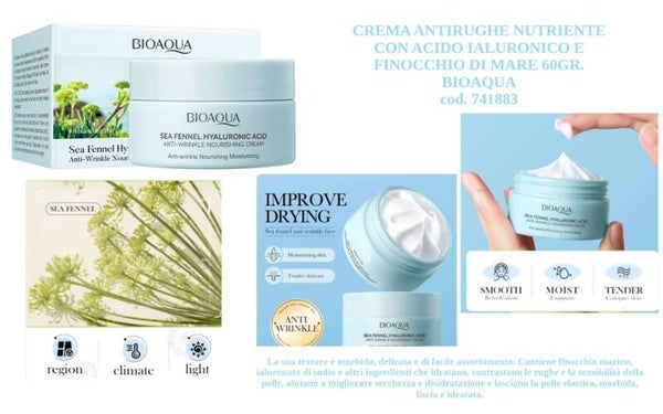 crema antirughe nutriente con acido ialuronico e finocchio di mare Bioaqua