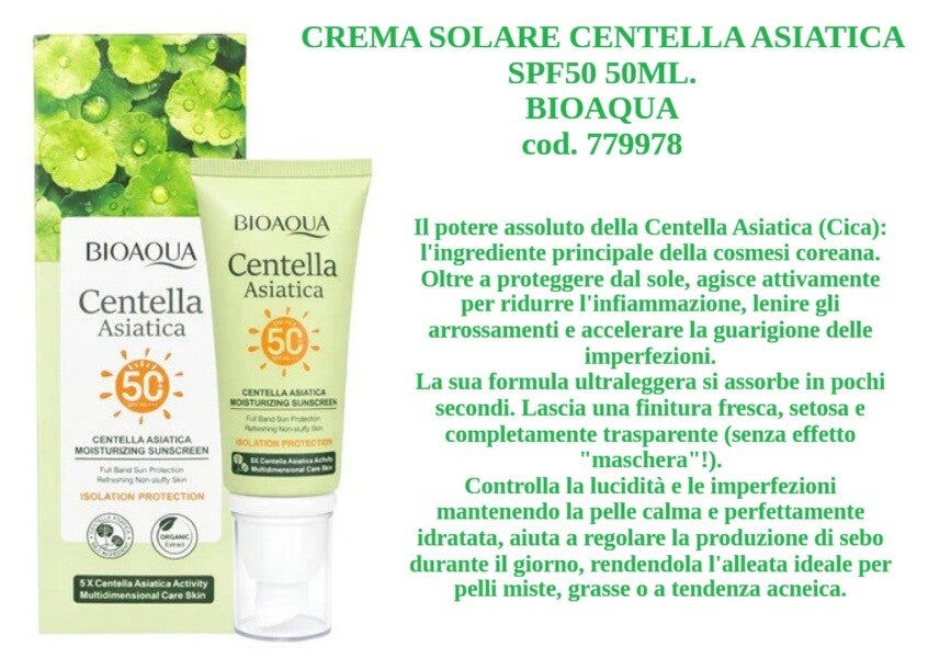 crema solare centella asiatica Bioaqua