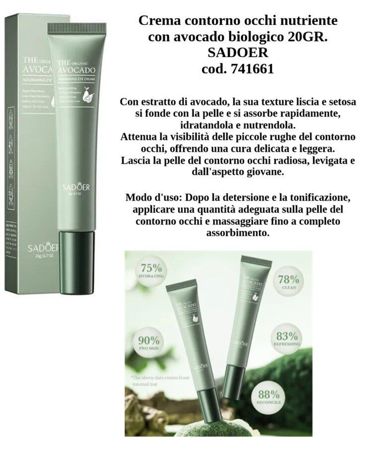 crema contorno occhi nutriente con avocado biologico Sadoer