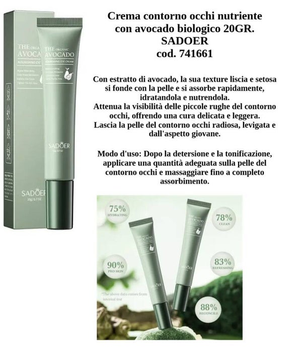 crema contorno occhi nutriente con avocado biologico Sadoer