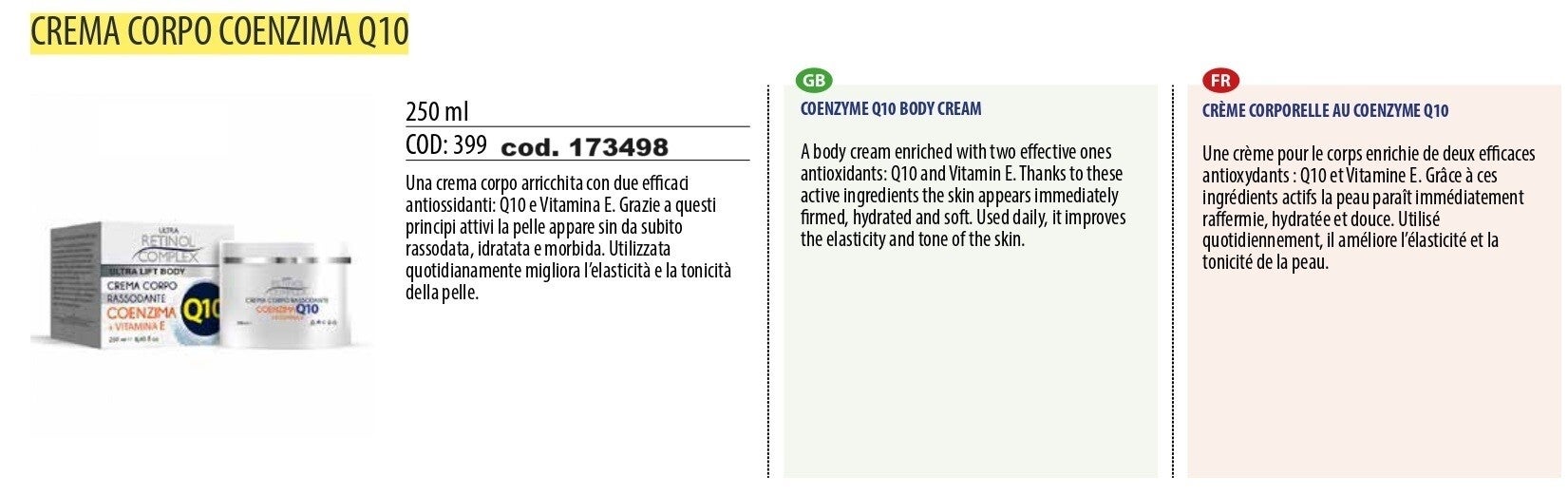 crema corpo coenzima Q10 Retinol Complex