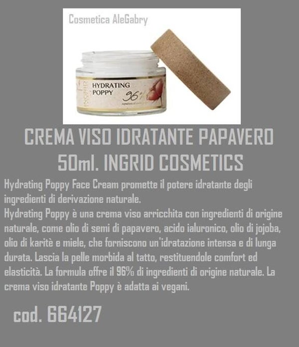 crema viso idratante al papavero Ingrid Cosmetics