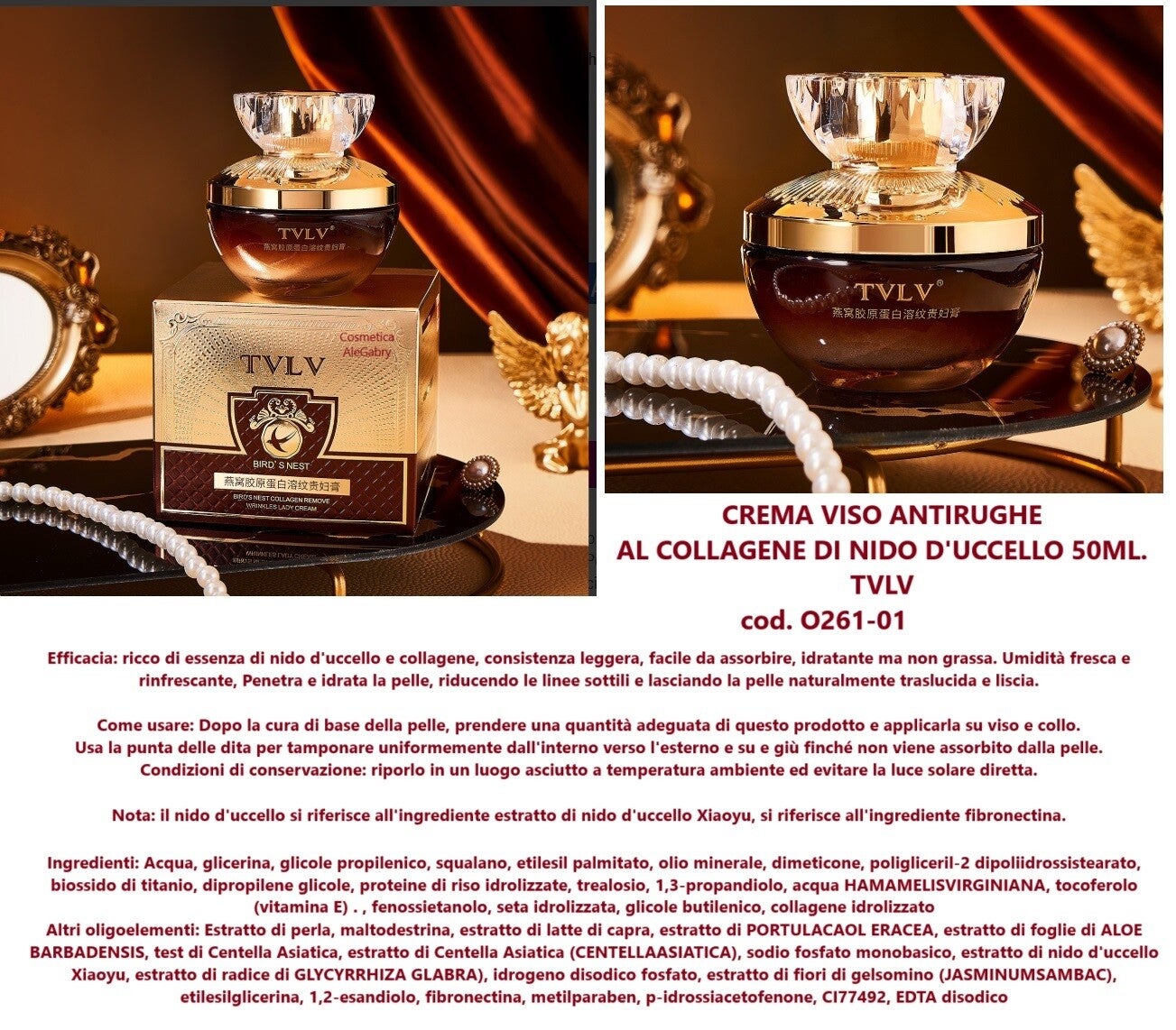 crema viso antirughe al collagene di nido d'uccello Tvlv