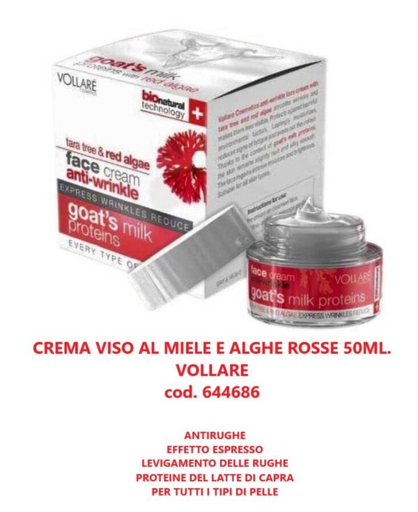crema viso al miele e alghe rosse Vollare