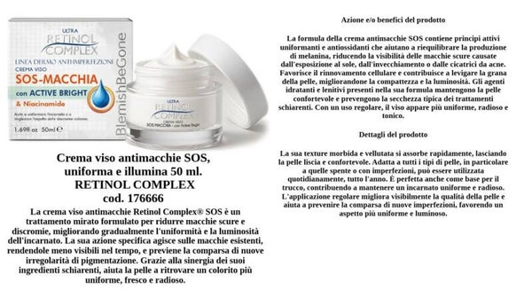 crema viso antimacchia sos, uniforma e illumina Retinol Complex