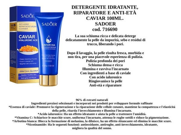 detergente idratante riparatore e anti età caviar Sadoer