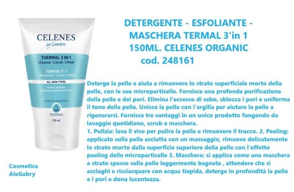 detergente esfoliante maschera 3 in 1 150ml Celenes organic