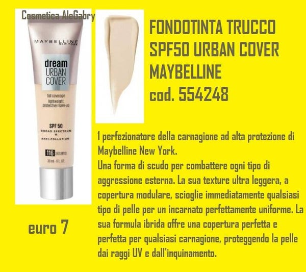 fondotinta trucco SPF50 urban cover maybelline