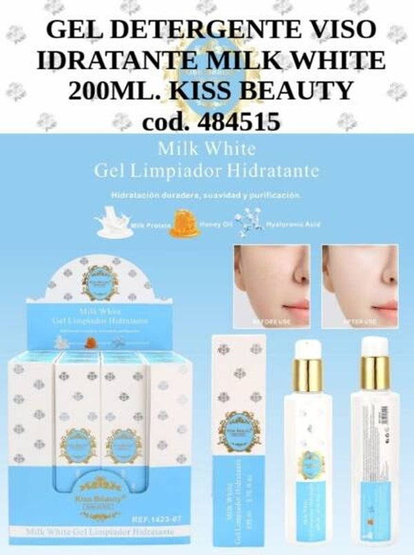 gel detergente viso idratante al bianco latte Kiss Beauty