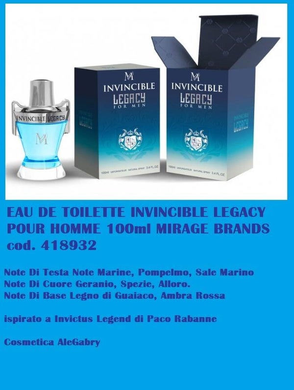 eau de toilette invincible legacy Mirage Brands