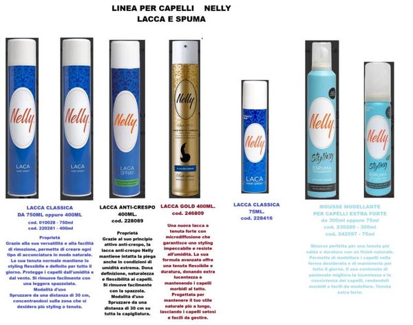 lacca e spuma per capelli Nelly