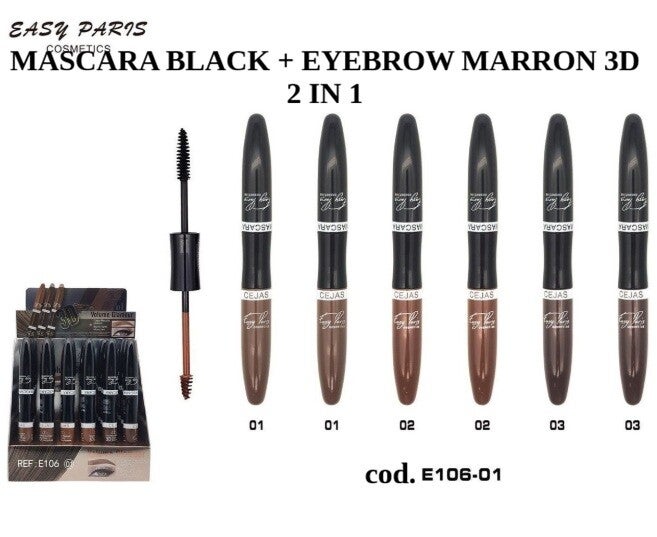 mascara black + eyeliner marrone 3D Easy Paris