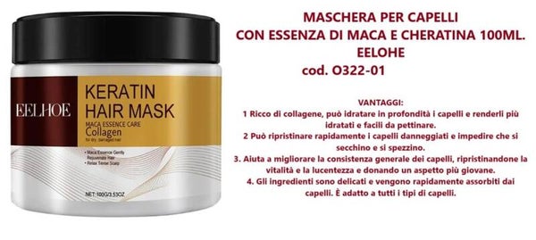 maschera per capelli con essenza di macadamia e cheratine Eelhoe
