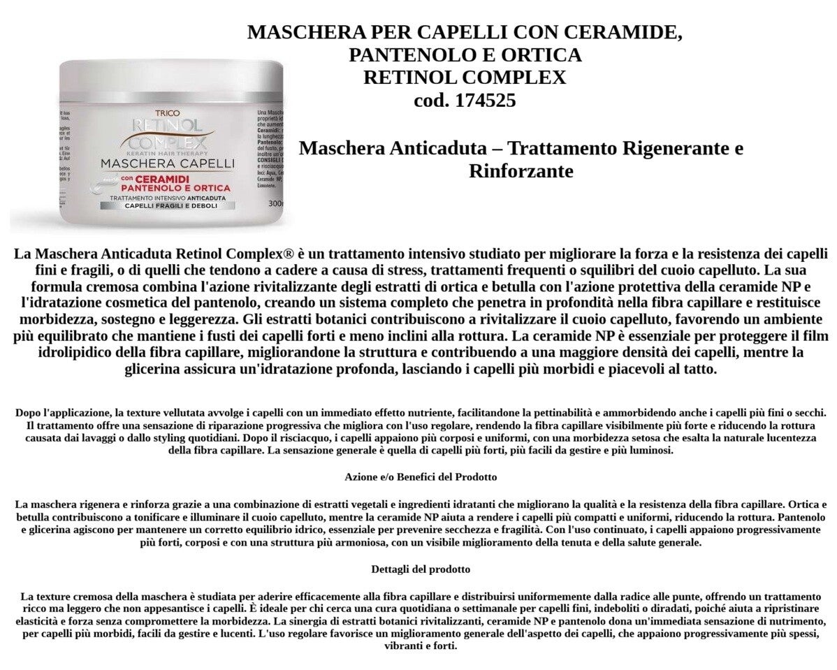 maschera per capelli con ceramide, pantenolo e ortica Retinol Complex