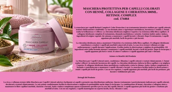 maschera protettiva per capelli colorati con hennè Retinol Complex